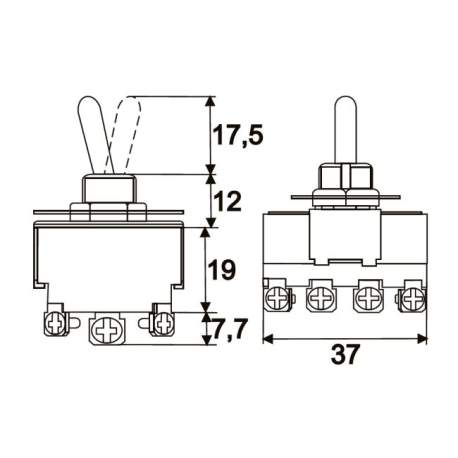 Intrerupatoare cu brat, 4 circuite, 10A-250V ON-ON