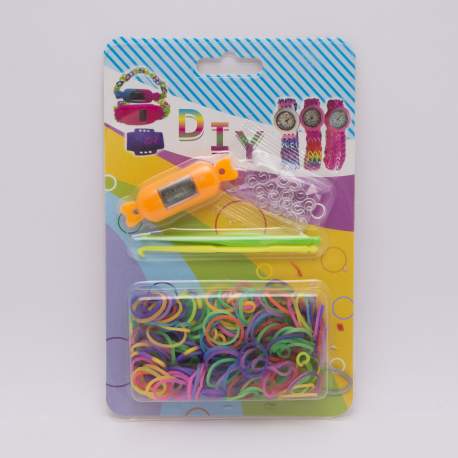 Kit complet de confectionat bratari din elastic cu ceas digital pt. aplicare pe bratara