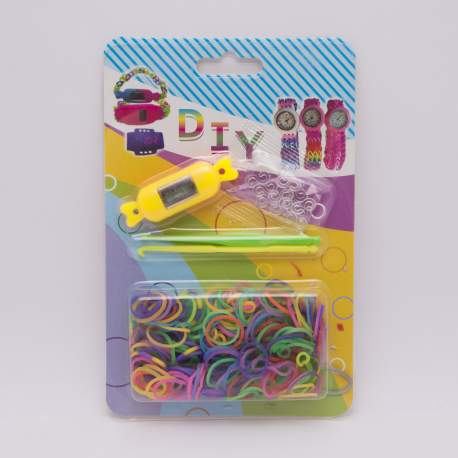 Kit complet de confectionat bratari din elastic cu ceas digital pt. aplicare pe bratara