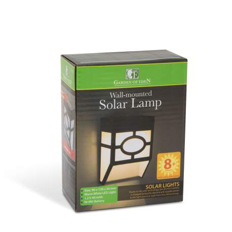 Lampa solara de perete - mat plastic, negru - 12 x 8 x 5 cm