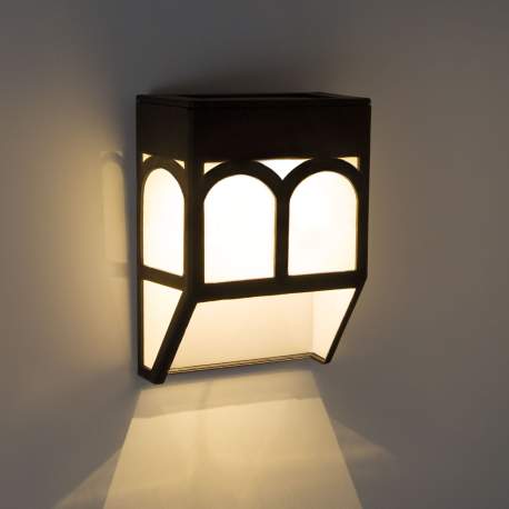 Lampa solara de perete - mat plastic, negru - 12 x 8 x 5 cm