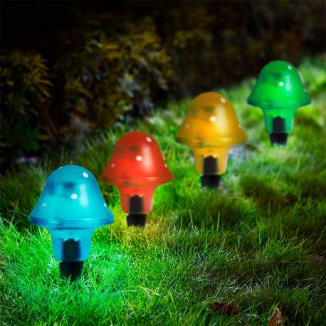 Lampă solară pentru grădină cu LED - model ciupercă, 11 cm