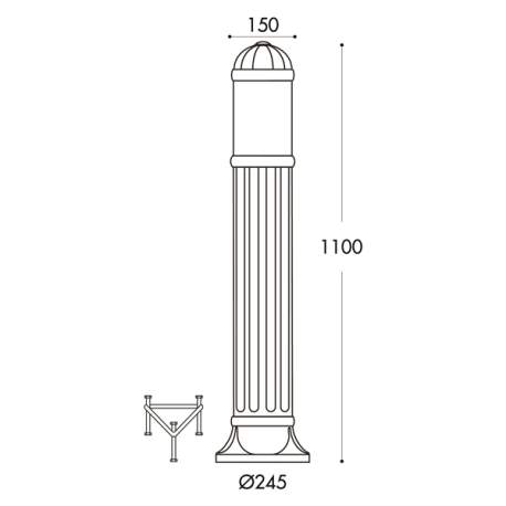 Lampa tip stalp, E27, model SAURO 1100. pt. exterior