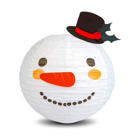 Lampion decorativ din hârtie – model om de zăpadă – Ø30 cm – alb
