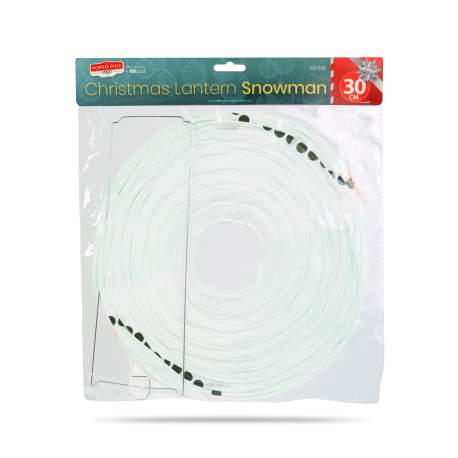Lampion decorativ din hârtie – model om de zăpadă – Ø30 cm – alb