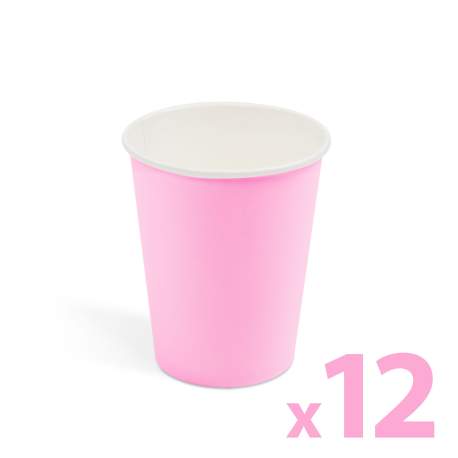 Pahare roz de hârtie - 250 ml - 12 buc
