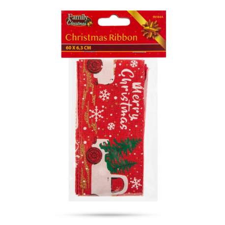 Panglică de Crăciun - roșie - 60 x 6,3 cm