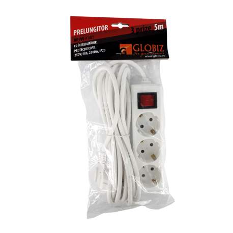 PRELUNGITOR 3 PRIZE 5m CU INTRERUPATOR H05VV-F 3G1 PROTECTIE COPII