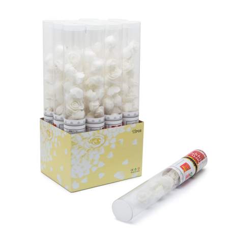 ROSE CONFETTI CANNON - WHITE - 40 CM