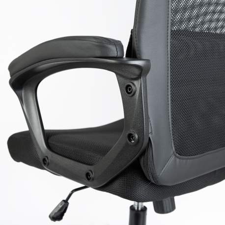Scaun de birou ergonomic cu tetieră și brațe fixe, negru, 48 x 75 / 48 x 50 cm