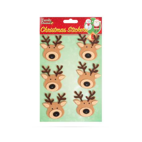 Set de autocolante de pâslă 3D - ren - 15 x 20 cm - 6 buc / pachet