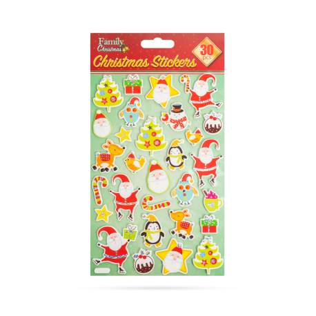 Set de autocolante de Crăciun - Moș Crăciun - 20 x 13,5 cm - 30 buc / pachet