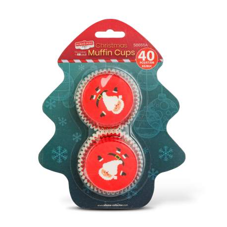 Set hârtii pentru brioșe de Crăciun – model Moș Crăciun / fulg de zăpadă – 40 bucăți / set