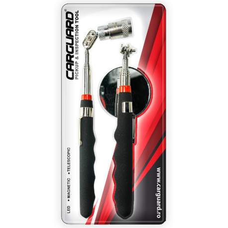 Set scule pt inspecție,  Tijă telescopică cu magnet și LED  + Tijă cu oglindă - Carguard