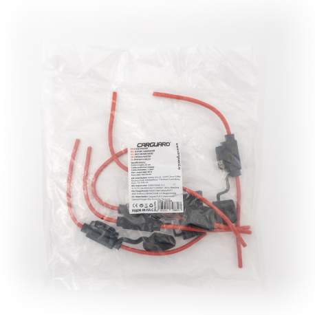 Set suport siguranță auto tip MIDI (19x13mm) etanșe Carguard - 5 buc – cablu 23 cm cupru 1 mm² – max 20A
