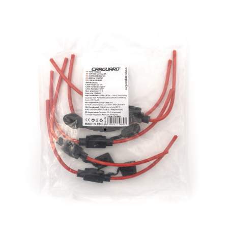 Set suport siguranță auto tip MINI (11x8.6mm) etanșe Carguard - 5 buc – cablu 22 cm cupru 1 mm² – max 15A