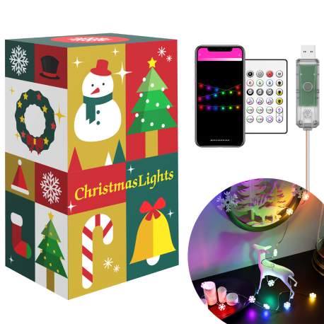 Sir de lumina inteligenta - fulg de zăpadă - USB - 20 LED-uri RGBIC - 2 m - bluetooth