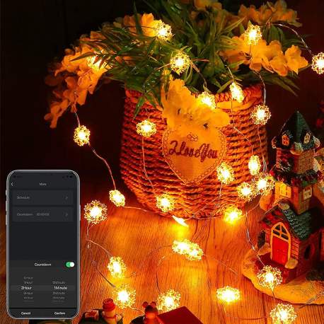 Sir de lumina inteligenta - fulg de zăpadă - USB - 20 LED-uri RGBIC - 2 m - bluetooth