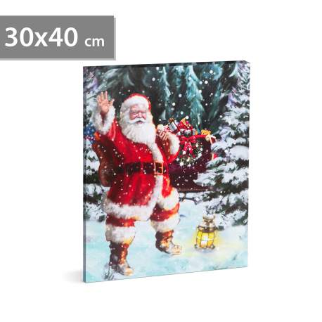 Tablou de Crăciun - LED - cu agățătoare, 2 baterii AA - 30 x 40 cm (58465)