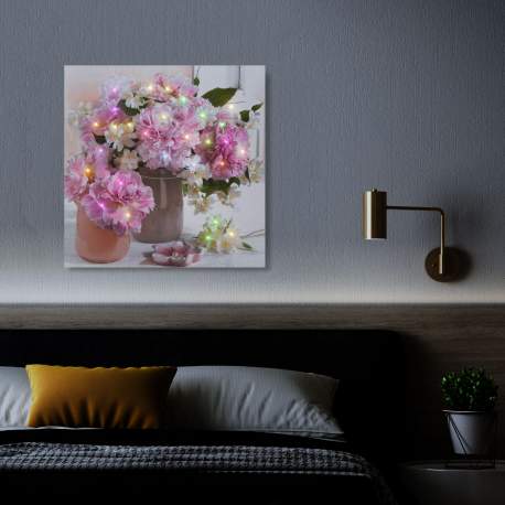 Tablou decorativ cu LED - „Model cu flori” - 2 x AA, 30 x 30 cm