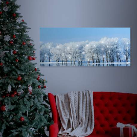 Tablou decorativ cu LED - 70 x 30 cm - peisaj de iarnă