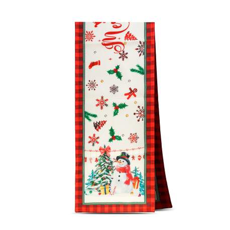 Traversă decorativă de masă – model spiriduș – 183 x 33 cm – roșu/negru – poliester