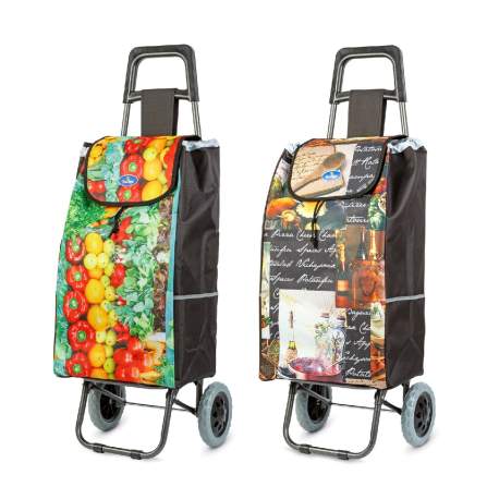 Troller de cumpărături cu roți – 2 modele – 100 x 36 x 25 cm – poliester